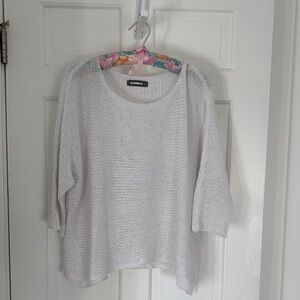 Alessandra Relaxed Scoop-Neck White Knit Sweater
